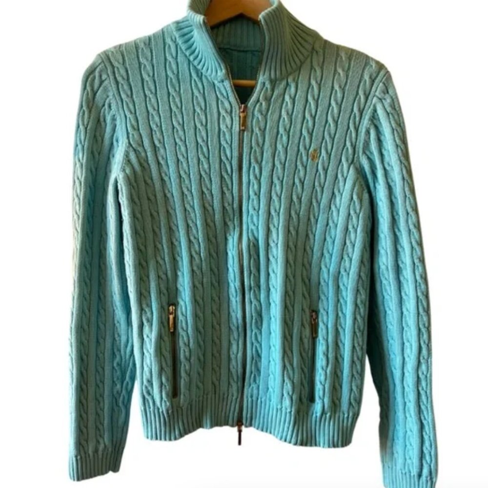 Vintage Ralph Lauren Cable Knit Zip Up Sweater
